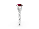 White gold Three-Stone Round Cut Garnet Braided Band Ring with Four-Prong Setting_14