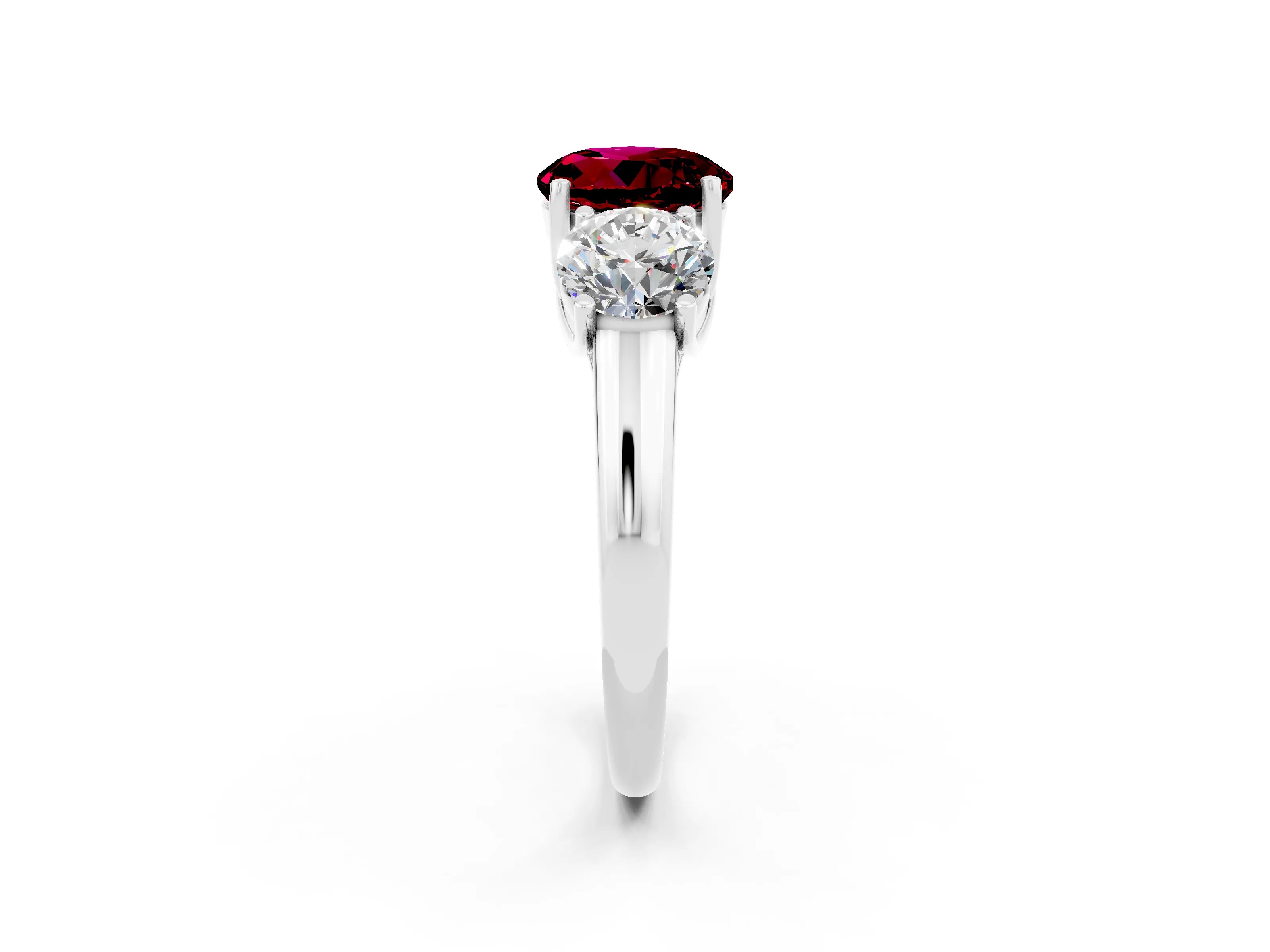 White gold Three-Stone Round Cut Garnet Engagement Ring with Prong Setting_2