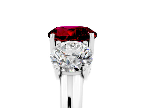 White gold Three-Stone Round Cut Garnet Engagement Ring with Prong Setting_5