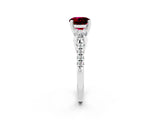 White gold Three-Stone Round Cut Garnet Pavé Band with Four-Prong Setting_2