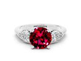 White gold Three-Stone Round Cut Garnet Ring with Pear Side Stones and Four-Prong Setting_24