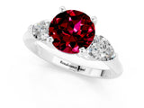 White gold Three-Stone Round Cut Garnet Ring with Pear Side Stones and Four-Prong Setting_25