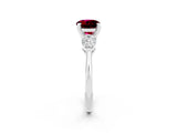 White gold Three-Stone Round Cut Garnet Ring with Pear Side Stones and Four-Prong Setting_26