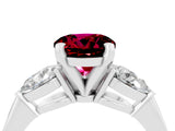 White gold Three-Stone Round Cut Garnet Ring with Pear Side Stones and Four-Prong Setting_28