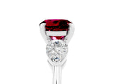 White gold Three-Stone Round Cut Garnet Ring with Pear Side Stones and Four-Prong Setting_29