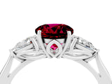 White gold Three-Stone Round Cut Garnet Ring with Pear  Side Stones in Four-Prong Setting_16