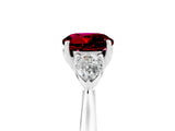 White gold Three-Stone Round Cut Garnet Ring with Pear  Side Stones in Four-Prong Setting_17