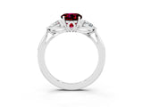 White gold Three-Stone Round Cut Garnet Ring with Pear  Side Stones in Four-Prong Setting_27
