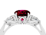 White gold Three-Stone Round Cut Garnet Ring with Pear  Side Stones in Four-Prong Setting_28