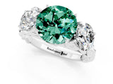 White gold Three-Stone Round Cut Green Sapphire Braided Band Ring with Four-Prong Setting_13