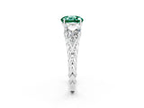 White gold Three-Stone Round Cut Green Sapphire Braided Band Ring with Four-Prong Setting_14