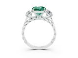 White gold Three-Stone Round Cut Green Sapphire Braided Band Ring with Four-Prong Setting_15