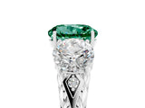 White gold Three-Stone Round Cut Green Sapphire Braided Band Ring with Four-Prong Setting_17