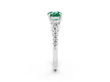 White gold Three-Stone Round Cut Green Sapphire Pavé Band with Four-Prong Setting_2
