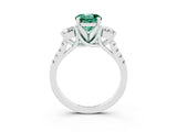 White gold Three-Stone Round Cut Green Sapphire Pavé Band with Four-Prong Setting_3