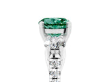 White gold Three-Stone Round Cut Green Sapphire Pavé Band with Four-Prong Setting_5