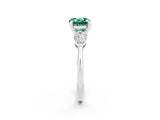 White gold Three-Stone Round Cut Green Sapphire Ring with Pear Side Stones and Four-Prong Setting_20