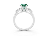 White gold Three-Stone Round Cut Green Sapphire Ring with Pear Side Stones and Four-Prong Setting_21