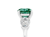 White gold Three-Stone Round Cut Green Sapphire Ring with Pear Side Stones and Four-Prong Setting_29