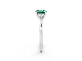 White gold Three-Stone Round Cut Green Sapphire Ring with Pear  Side Stones in Four-Prong Setting_26