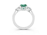 White gold Three-Stone Round Cut Green Sapphire Ring with Pear  Side Stones in Four-Prong Setting_27