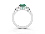 White gold Three-Stone Round Cut Green Sapphire Ring with Pear  Side Stones in Four-Prong Setting_63