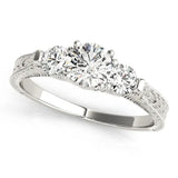 White gold Three-Stone Round Cut Milgrain Band with Prong Setting