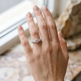 White gold Three-Stone Round Cut Milgrain Band with Prong Setting_27