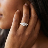 White gold Three-Stone Round Cut Milgrain Band with Prong Setting_29