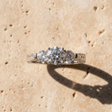 White gold Three-Stone Round Cut Milgrain Band with Prong Setting_30