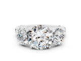 White gold Three-Stone Round Cut Moissanite Braided Band Ring with Four-Prong Setting_12