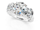 White gold Three-Stone Round Cut Moissanite Braided Band Ring with Four-Prong Setting_13