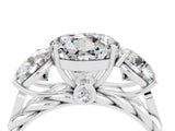 White gold Three-Stone Round Cut Moissanite Braided Band Ring with Four-Prong Setting_16