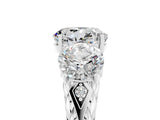 White gold Three-Stone Round Cut Moissanite Braided Band Ring with Four-Prong Setting_17