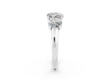 14K White Gold Three-Stone Moissanite Engagement Ring with Prong Setting