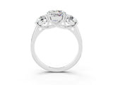 14K White Gold Three-Stone Moissanite Engagement Ring with Prong Setting