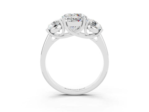 White gold Three-Stone Round Cut Moissanite Engagement Ring with Prong Setting_3