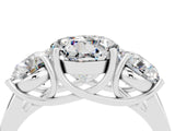 14K White Gold Three-Stone Moissanite Engagement Ring with Prong Setting