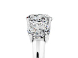 14K White Gold Three-Stone Moissanite Engagement Ring with Prong Setting