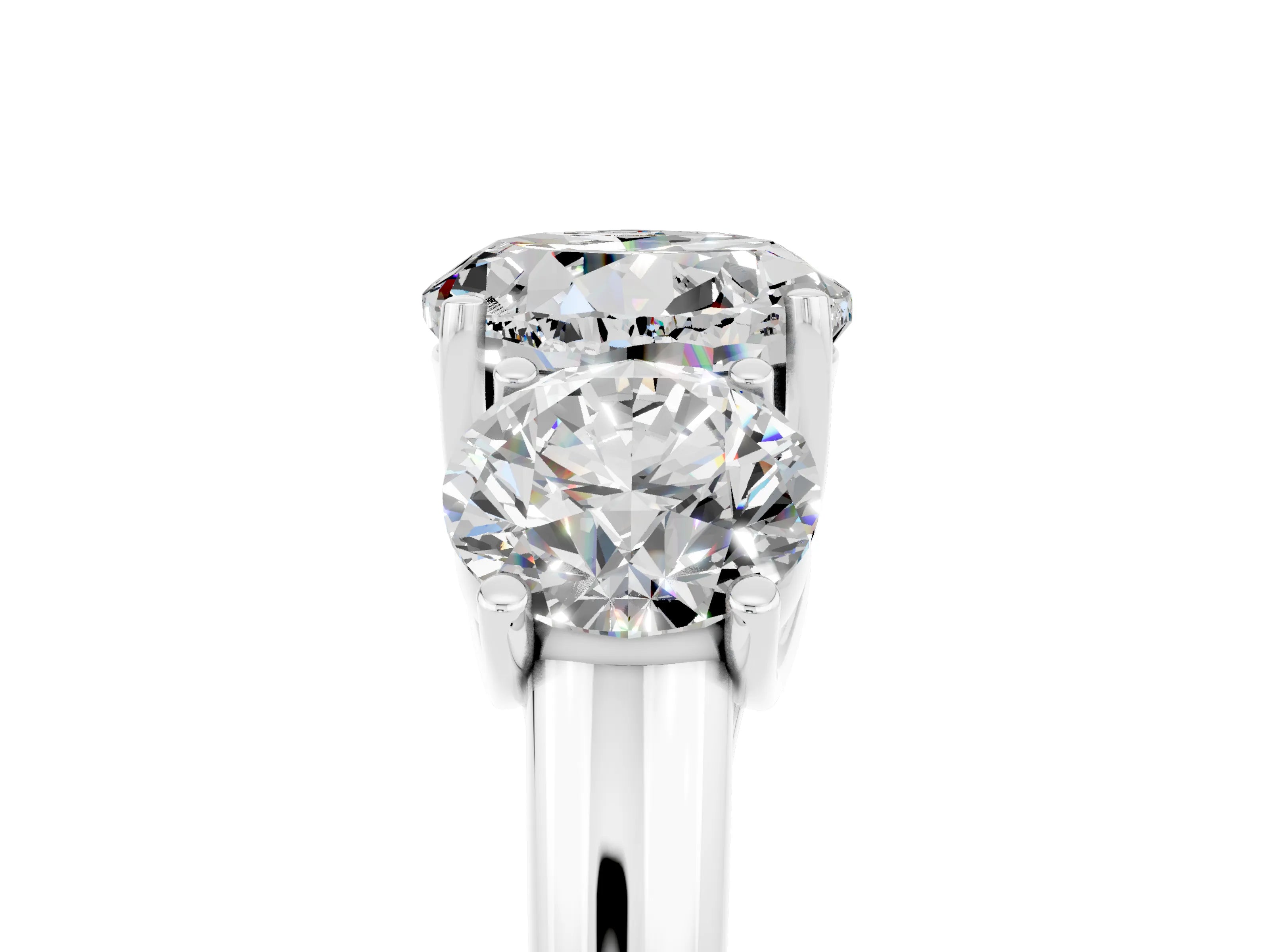 White gold Three-Stone Round Cut Moissanite Engagement Ring with Prong Setting_5