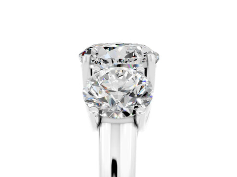 White gold Three-Stone Round Cut Moissanite Engagement Ring with Prong Setting_5