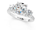 White gold Three-Stone Round Cut Moissanite Pavé Band with Four-Prong Setting_1