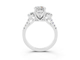 White gold Three-Stone Round Cut Moissanite Pavé Band with Four-Prong Setting_3