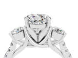 White gold Three-Stone Round Cut Moissanite Pavé Band with Four-Prong Setting_4