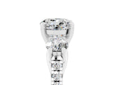 White gold Three-Stone Round Cut Moissanite Pavé Band with Four-Prong Setting_5
