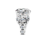 White gold Three-Stone Round Cut Moissanite Ring with Pavé Band and Prong Setting_17