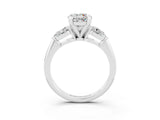 White gold Three-Stone Round Cut Moissanite Ring with Pear Side Stones and Four-Prong Setting_3