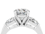 White gold Three-Stone Round Cut Moissanite Ring with Pear Side Stones and Four-Prong Setting_4