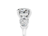 White gold Three-Stone Round Cut Moissanite Ring with Pear Side Stones and Four-Prong Setting_5