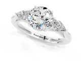 White gold Three-Stone Round Cut Moissanite Ring with Pear  Side Stones in Four-Prong Setting_13